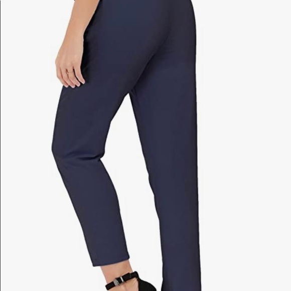 NWT! Navy High rise ankle trousers with tie front - Picture 2 of 5